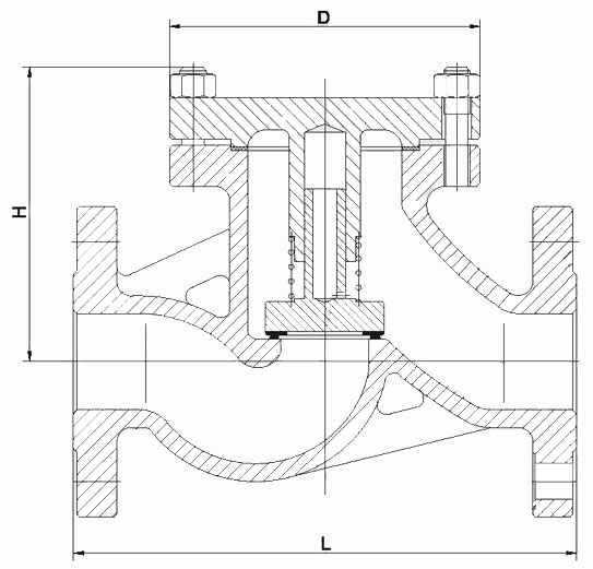 H41H、H41Y升降(jiang)式止回(hui)閥内部(bu)結構示(shì)意圖