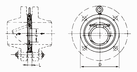 對(dui)夾圓片(piàn)式止回(hui)閥結構(gòu)示意圖(tú)