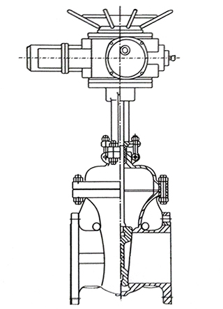 齒(chi)輪閘閥(fá)結構示(shì)意圖