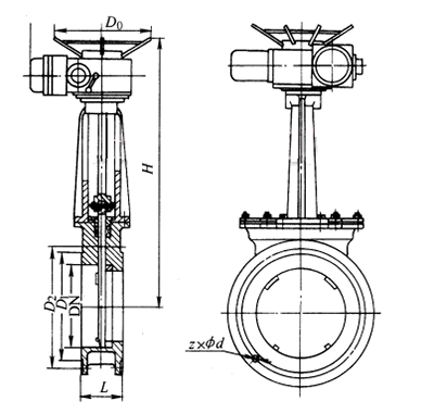 電動(dòng)刀閘閥(fa)結構示(shì)意圖